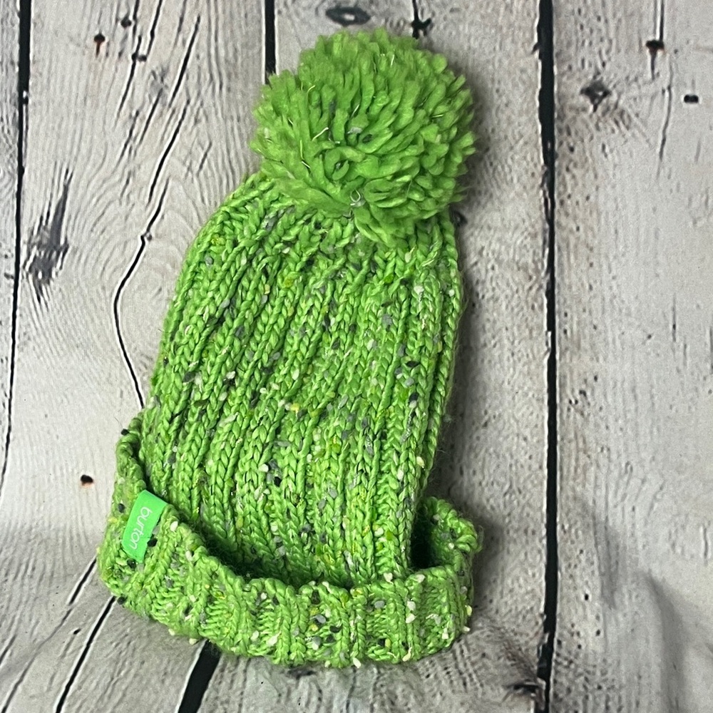 Add On Burton Lime Green Knit Pom-Pom Hat